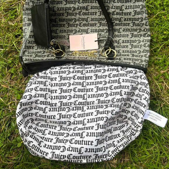 Juicy Couture With Black Coin Purse Juicy Tote bag Black Beige NWT - Picture 13 of 16
